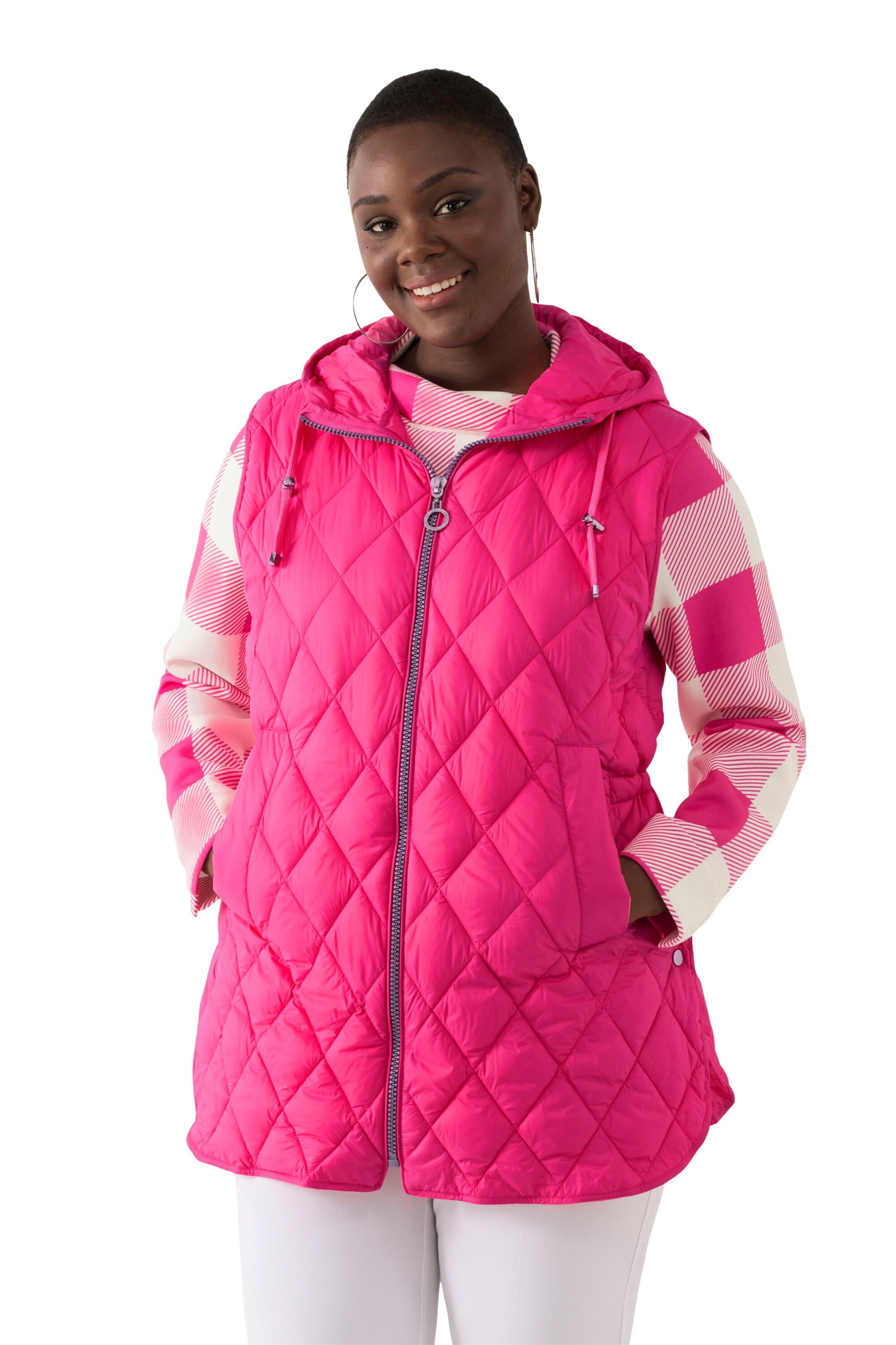 Ulla Popken Weste in Pink: Vorderseite