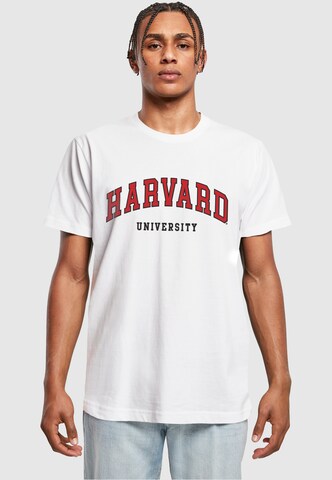 Merchcode T-Shirt 'Harvard University - Script' in Weiß: Vorderseite