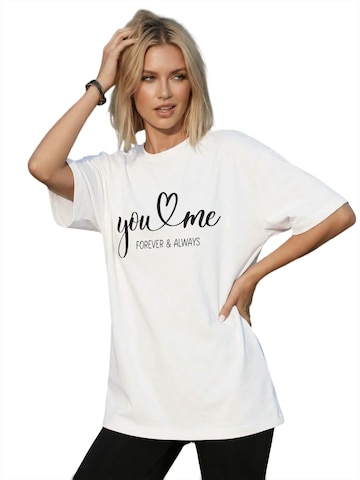 GORHEY Shirt 'Women's Oversized Summer Short-Sleeve T-Shirt, Loose Fit with Slogan Print' in White