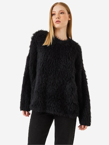 Pull-over oversize Bianco Lucci en noir : devant
