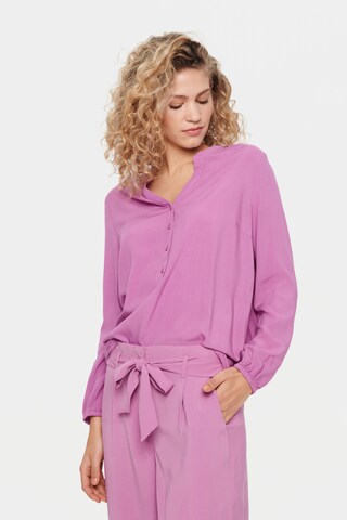 SAINT TROPEZ - Blusa 'Eda' em roxo: frente