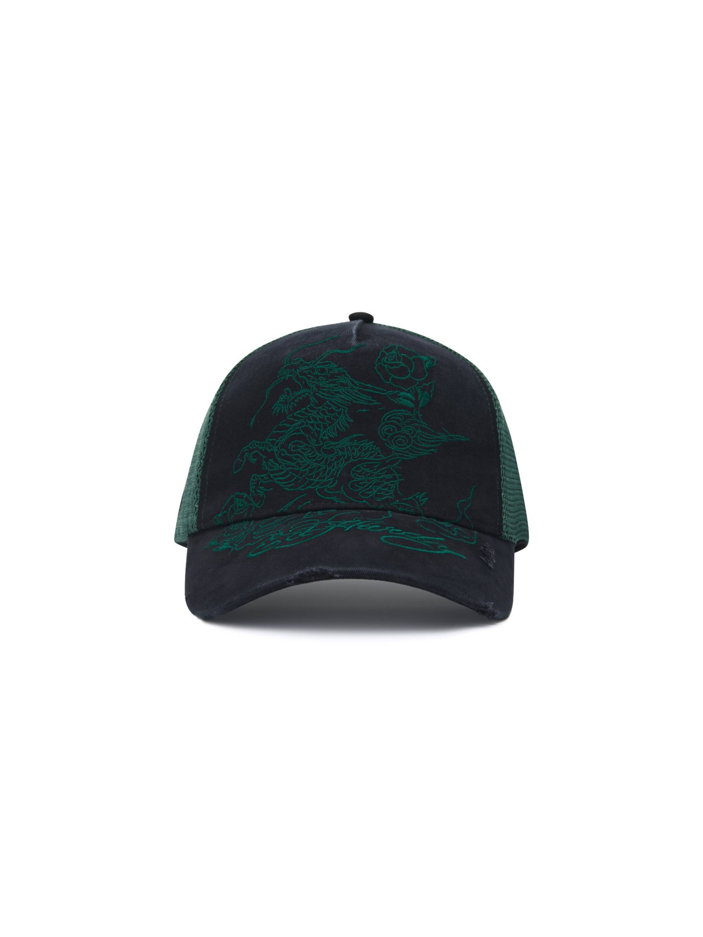 Cappello da baseball di Ed Hardy in verde: frontale
