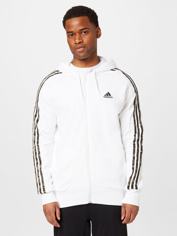 Giacca di felpa sportiva 'Essentials French Terry 3-Stripes ' di ADIDAS SPORTSWEAR in bianco: frontale