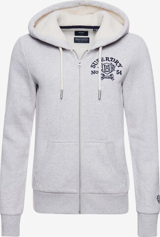 Veste de survêtement Superdry en gris : devant