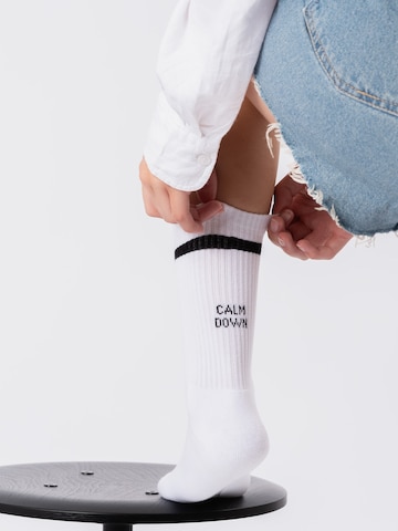Occulto Socken 'Statement Leo' in Weiß: Vorderseite