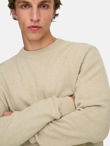 Pull-over 'ONLY & SONS ONSDAVE REG LS CREW NECK KNIT NOOS MAGLIONCINO' Only & Sons en beige