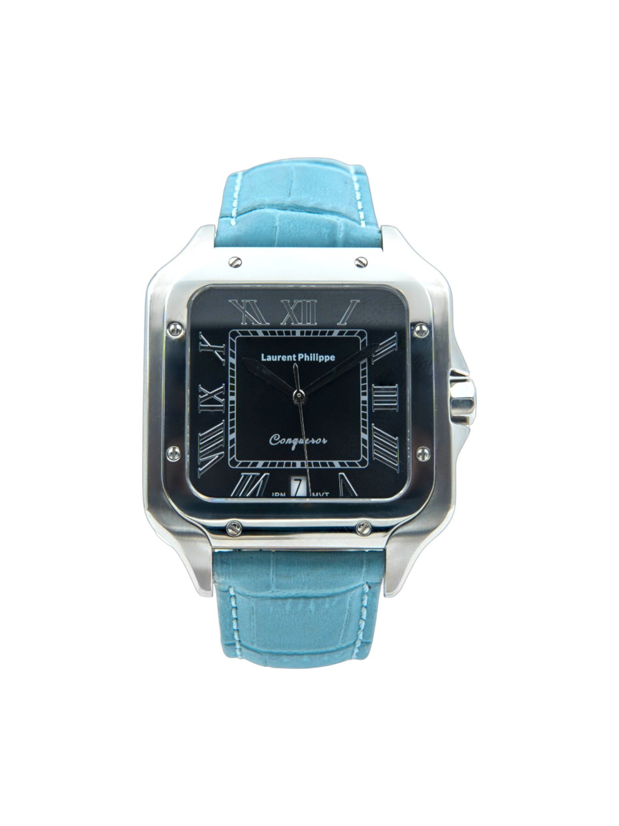 Laurent Philippe Analoguhr 'Conqueror Black Orlov – Icy Petal'‌‌‌‌‌‌‌ in Blau: Vorderseite