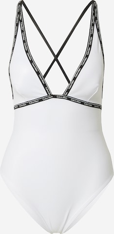 Calvin Klein Swimwear Triangle Swimsuit in White: front