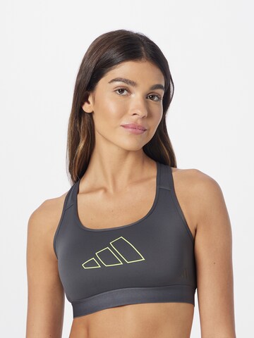 ADIDAS PERFORMANCE Bustier Sports-BH 'Powerreact Hyperbright Medium-Support' i grå: forside