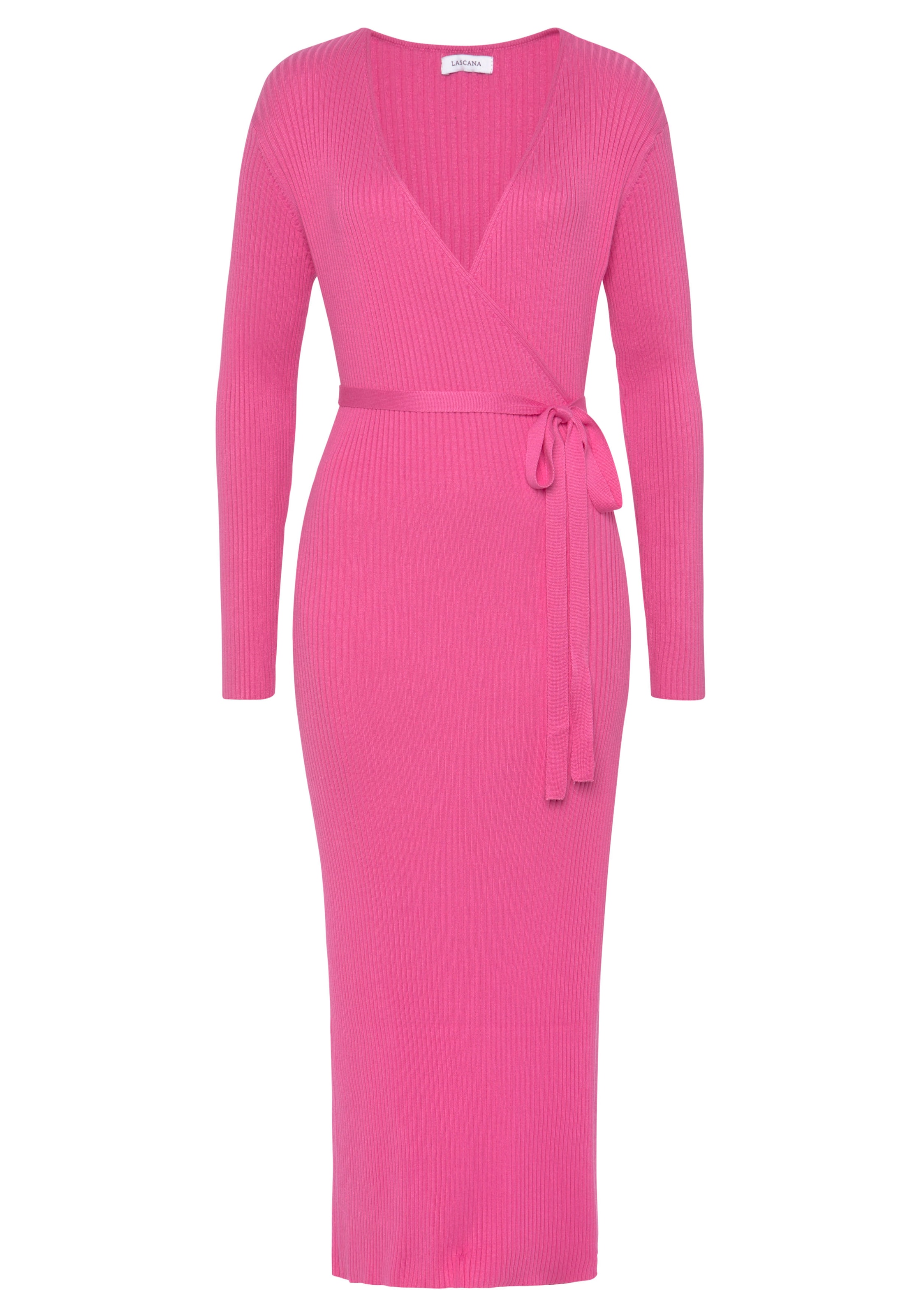 LASCANA Πλεκτό φόρεμα σε ροζ: μπροστά