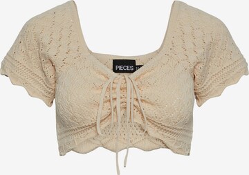 PIECES - Top de punto 'Bluma' en beige: frente