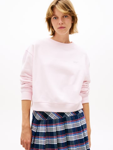 rožinė Tommy Jeans Megztinis be užsegimo: priekis