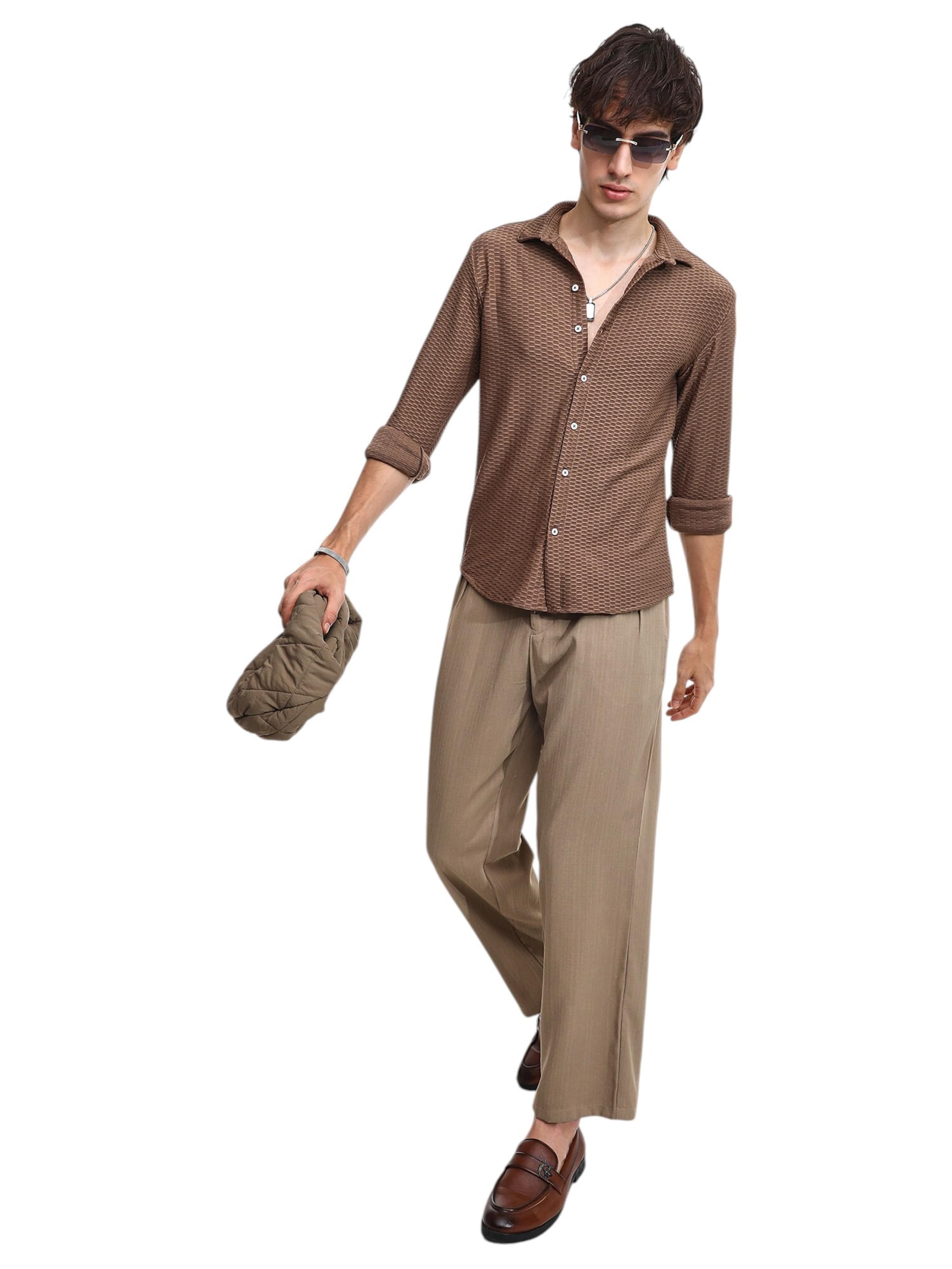 Campus Sutra Regular fit Риза 'Samara' в кафяво