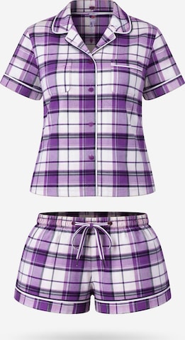 LEAFLETIC Shorty 'Leafletic Women’s Check Night Wear Short Set for Women' in Lila: Vorderseite