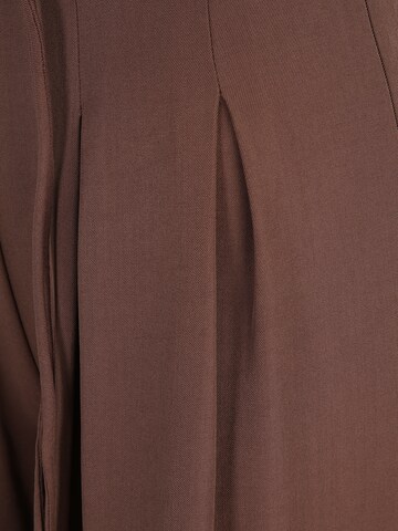 YAS Tall Wide leg Pleat-Front Pants 'YASCAMMA' in Brown