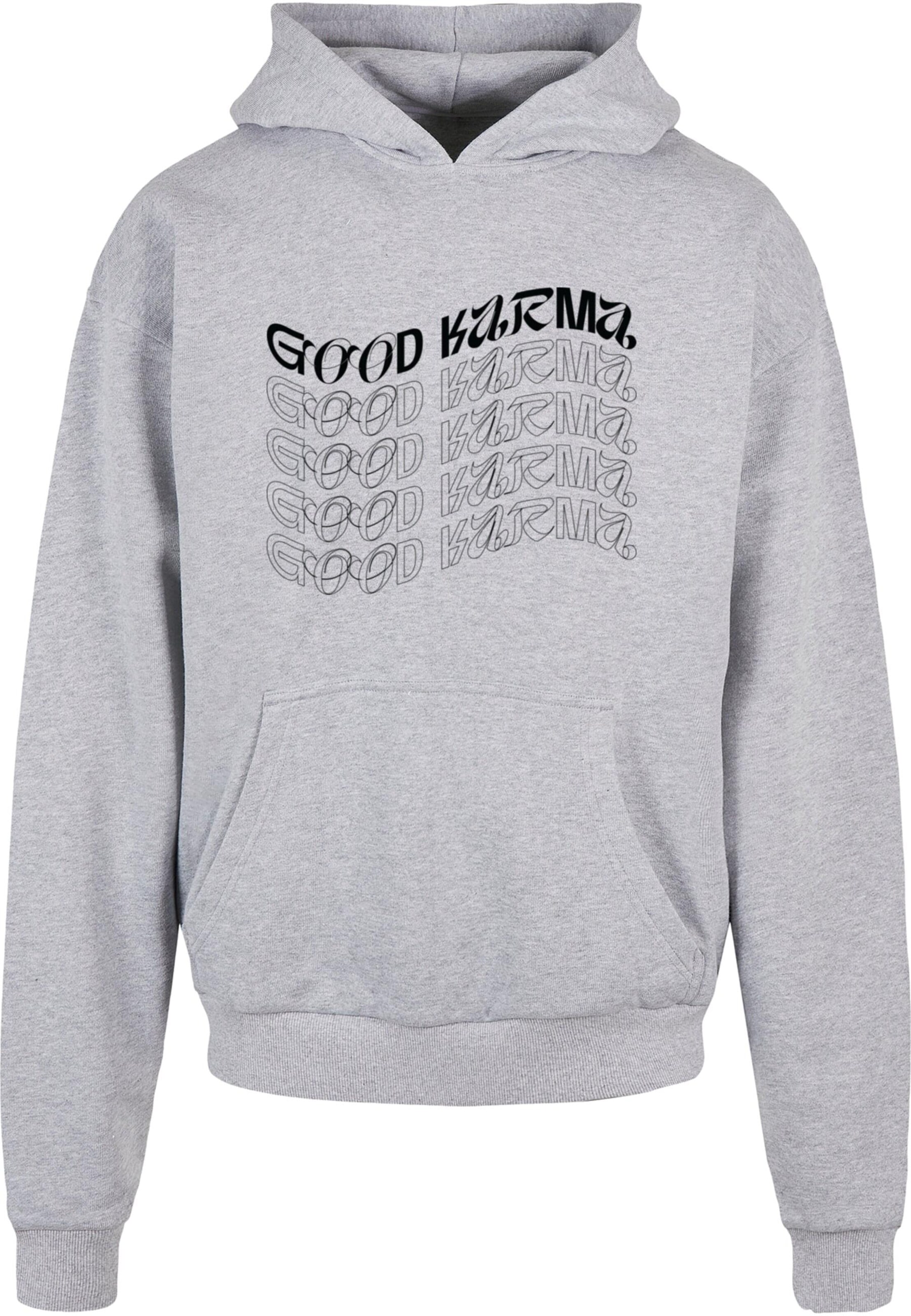 Merchcode Sweatshirt 'Good Karma' in Grey: front