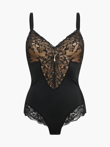 creamy Shapingbody 'Sculpting Lace Shapewear Bodysuit mit Slip'‌‌‌‌‌‌‌‌ in Schwarz: Vorderseite