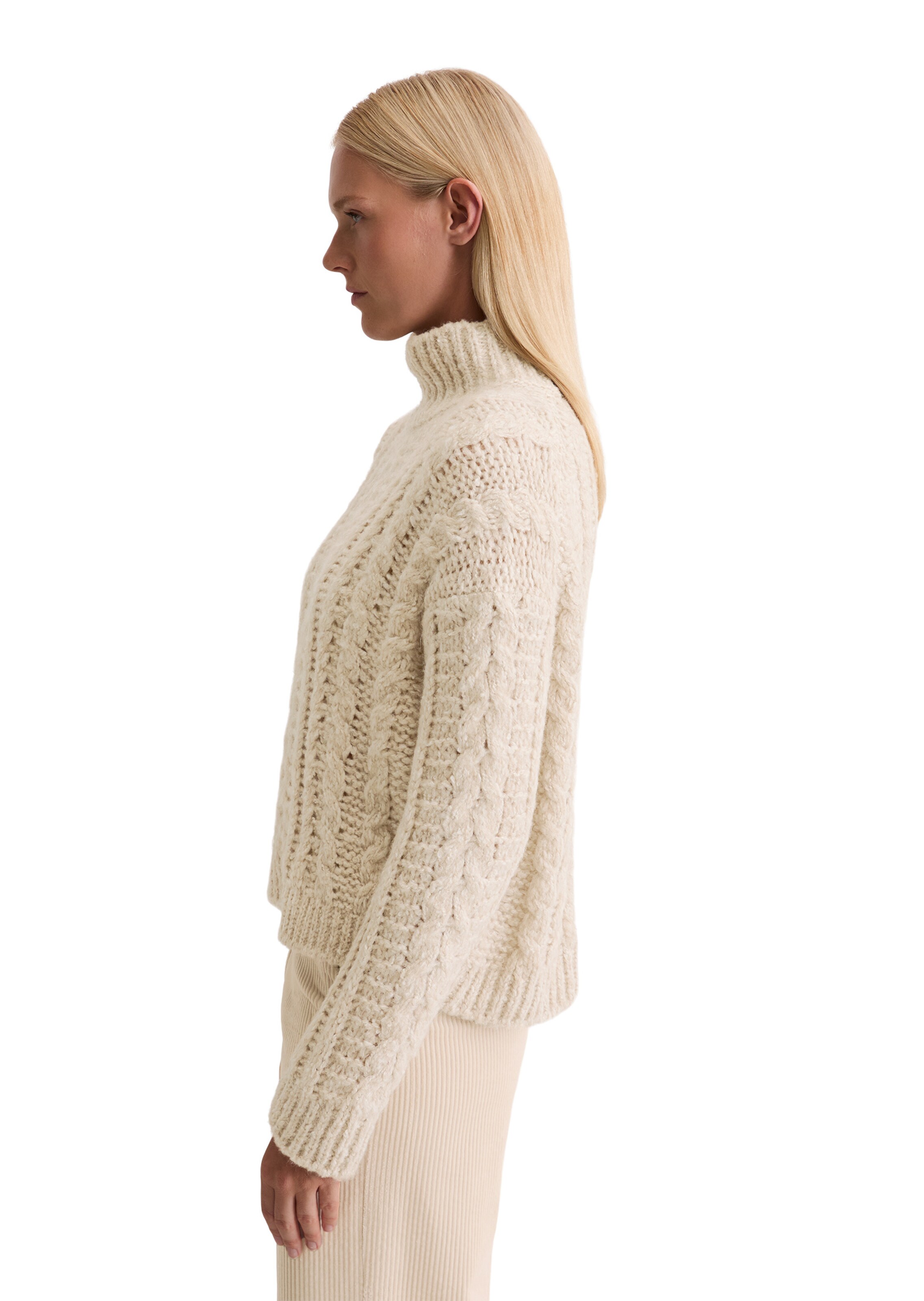 Marc O'Polo Sweater ' aus Alpakawolle-Baumwolle-Merinowolle-Mix ' in Beige