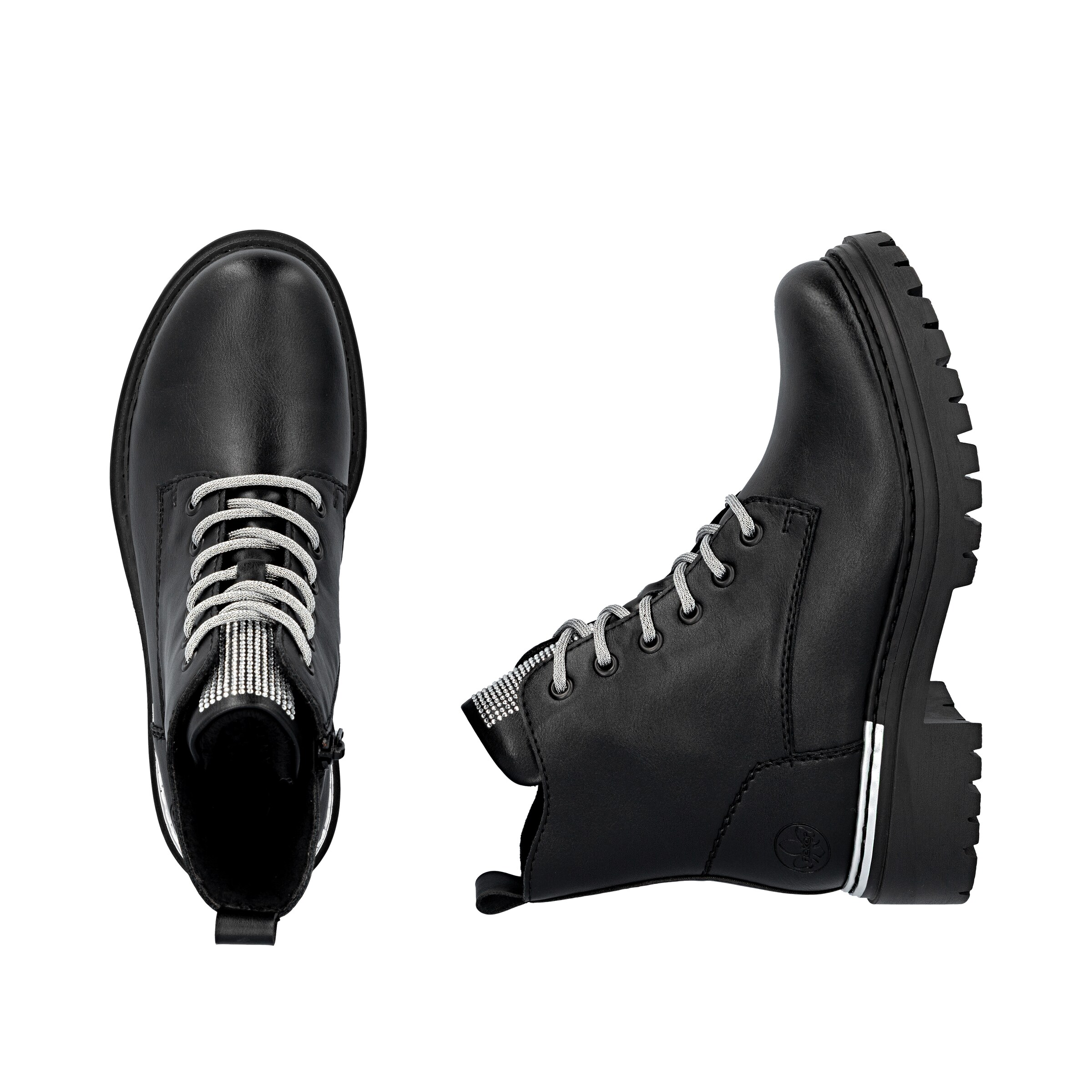 Rieker Lace-Up Ankle Boots in Black