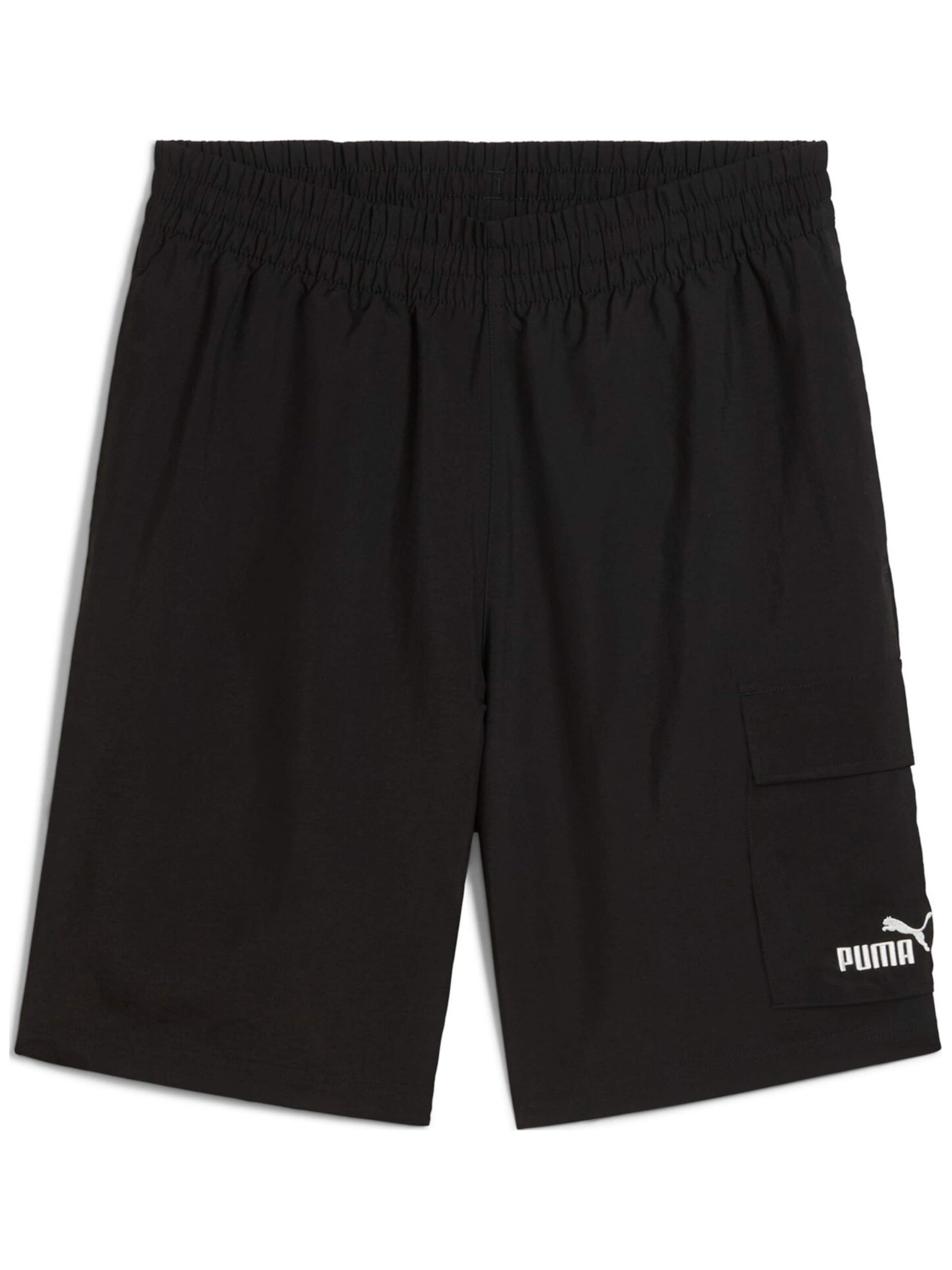 PUMA Sports trousers 'Puma Ess No. 1 Logo Woven Cargo Shorts 9' in M in Black, Item view