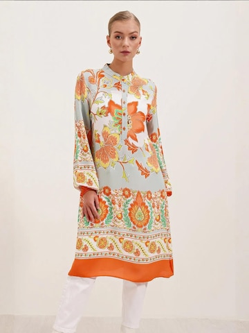 Bigdart - Vestidos camiseiros em laranja: frente