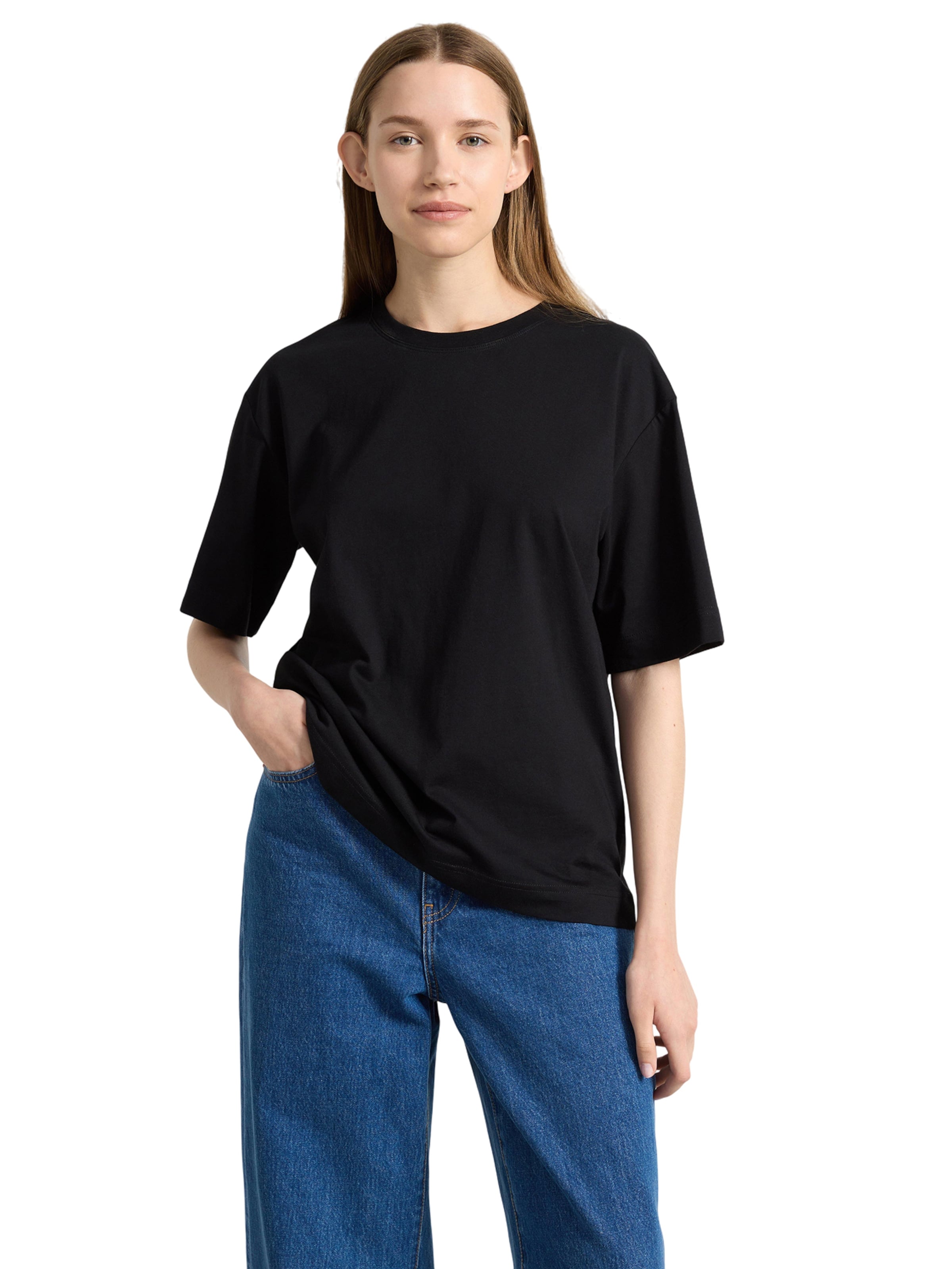 melns Lindex T-Krekls 'Joey': no priekšpuses