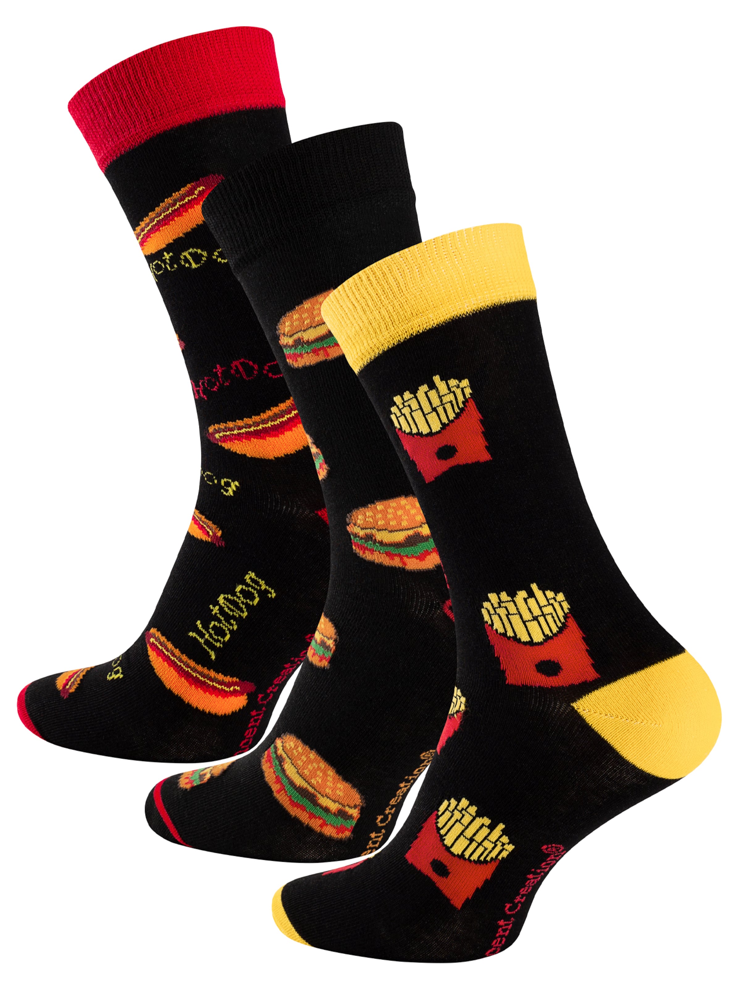 Vincent Creation - Meias 'Fast Food' em preto: frente