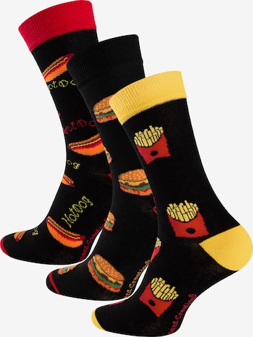 Chaussettes 'Fast Food' Vincent Creation en noir : devant