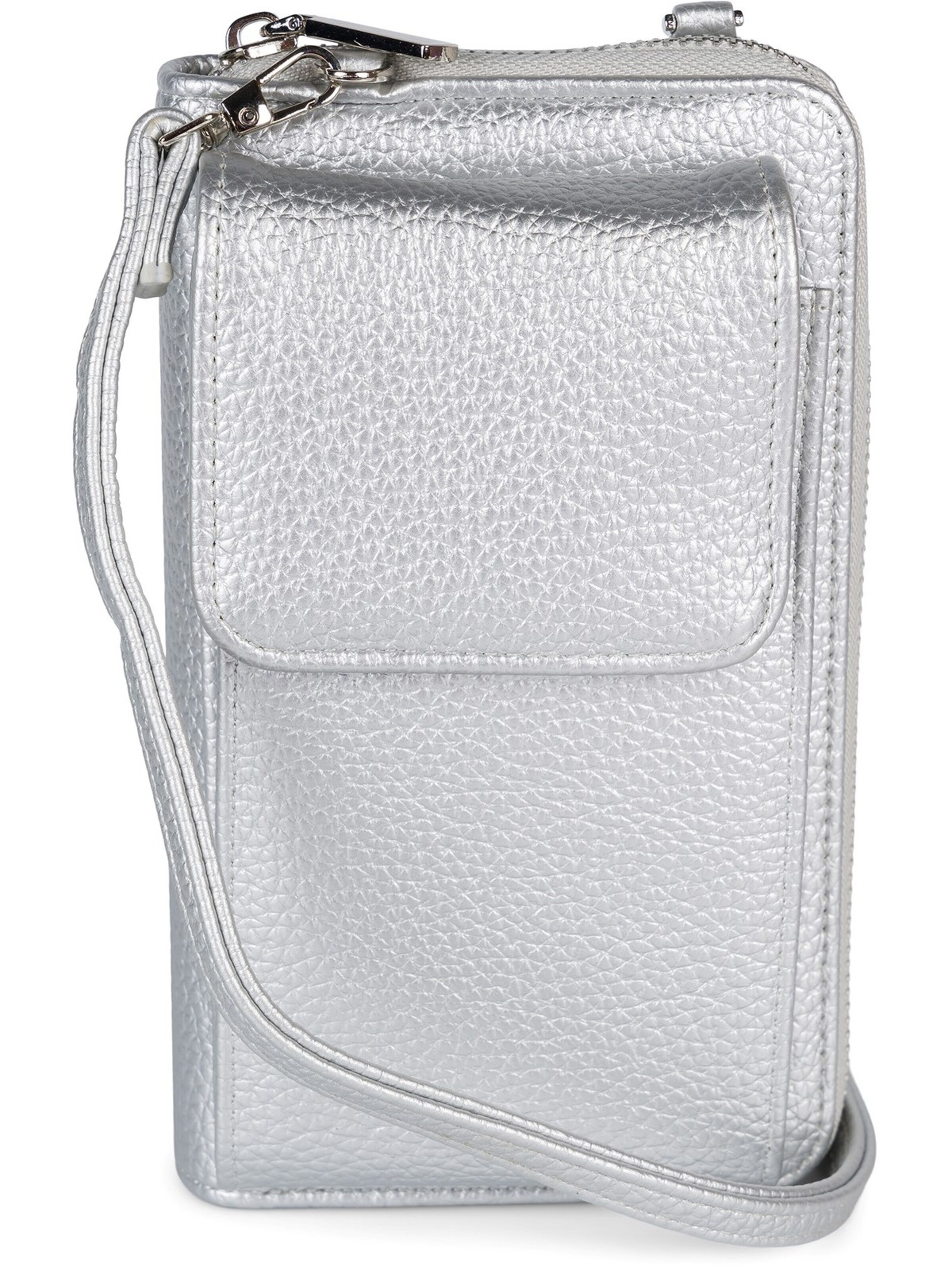 styleBREAKER Crossbody bag 'Umhängetasche mit Handyfach und RFID Schutz' in Silver: front