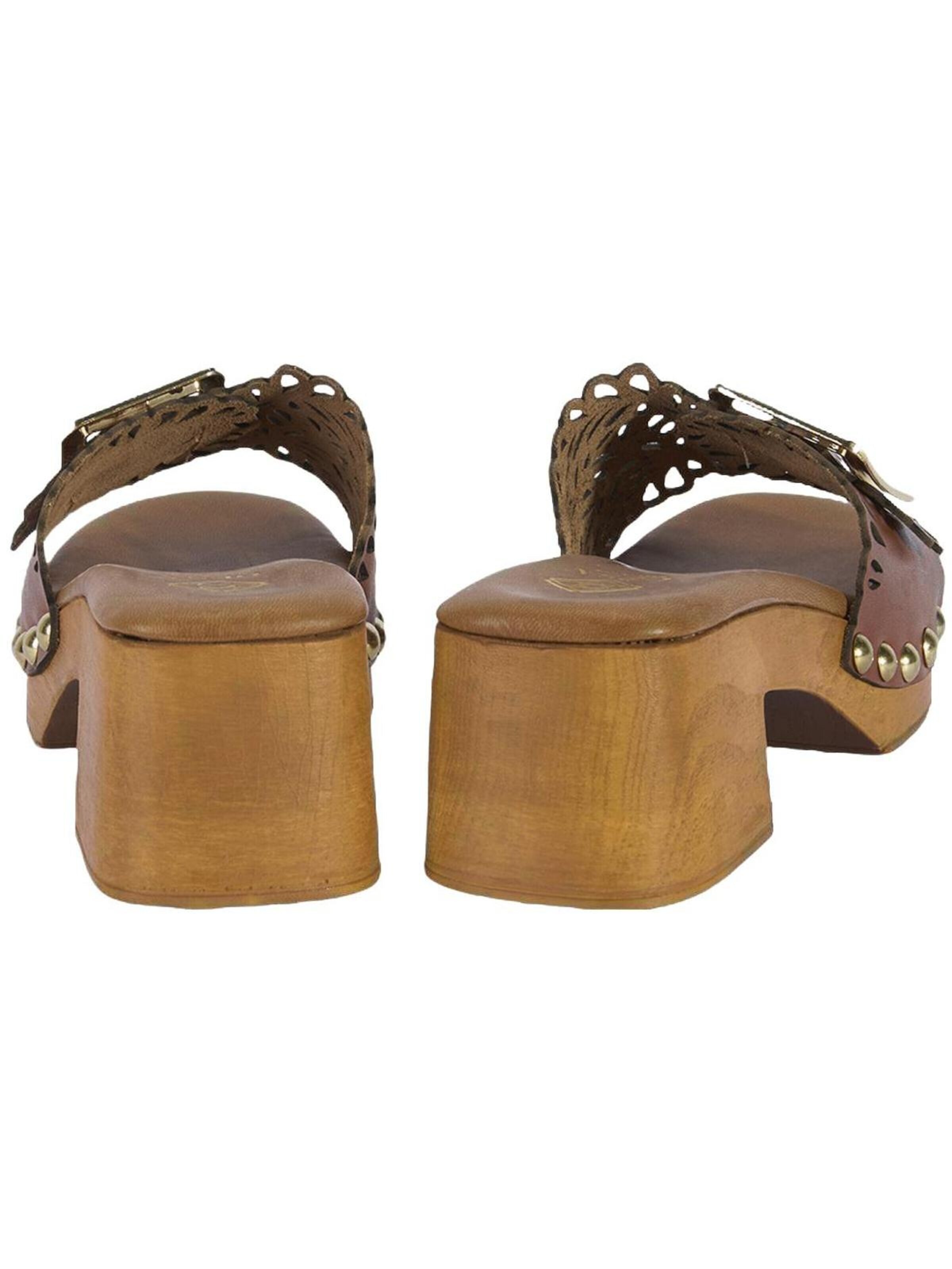 Desa Slipper 'Pantoletten mit Blockabsatz' in Brown