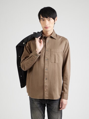 Jack & Jones Premium - Ajuste regular Camisa 'JPRCCDOVER' en marrón: frente