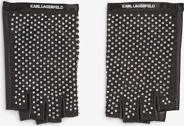 Karl Lagerfeld Short finger gloves 'Evening Rhinestone' in Black: front