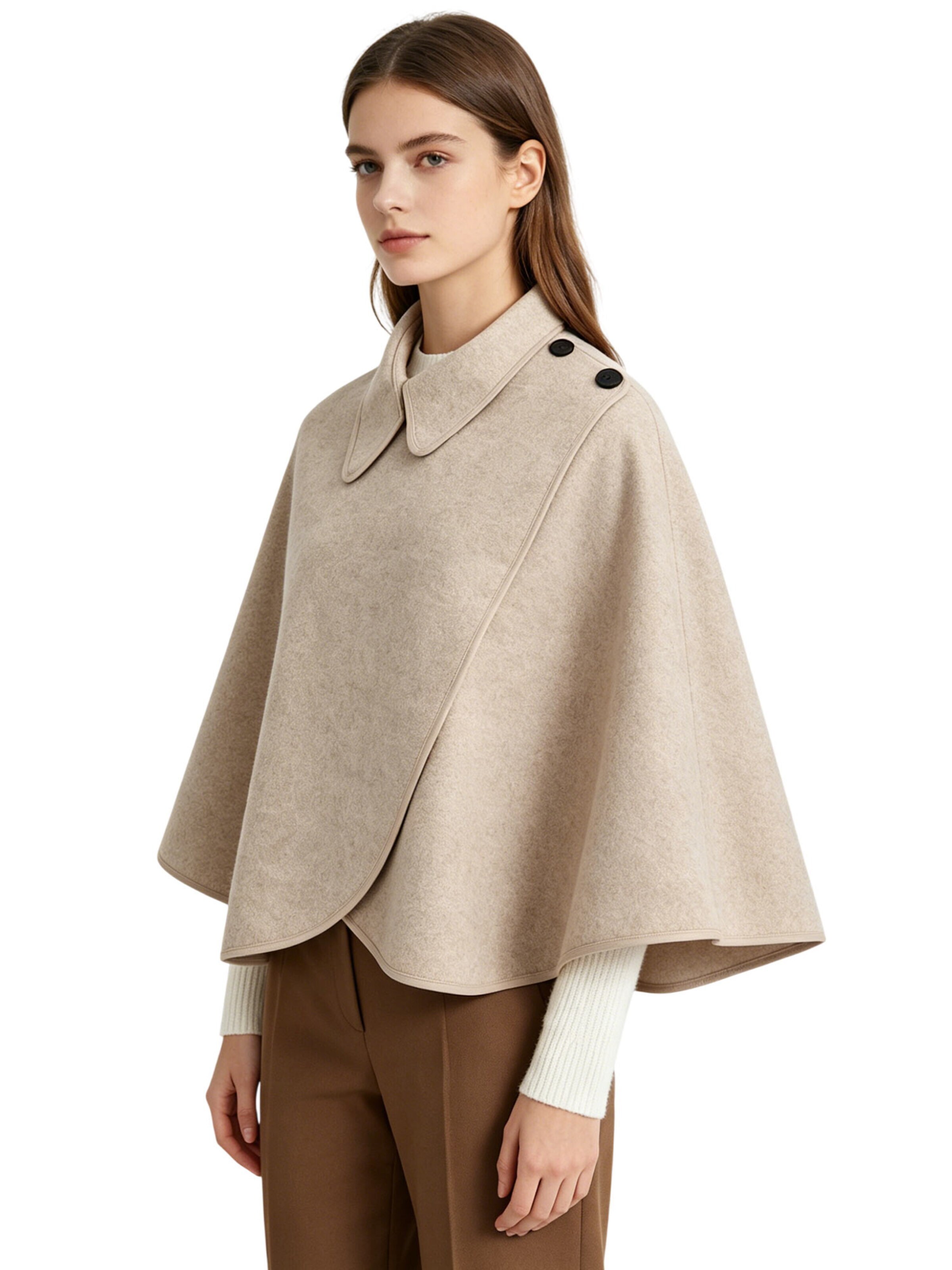 Magicshe Cape 'Elegantes Winter Cape' in Beige