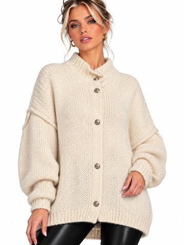 Worldclassca Oversizestrickjacke 'Strickjacke mit Knopf'‌ in Beige: Vorderseite