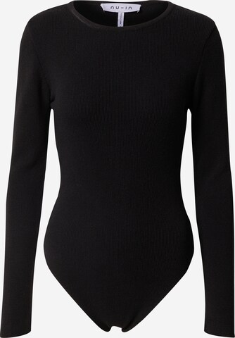 NU-IN Shirt bodysuit in Black: front