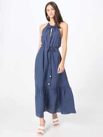 120% Lino Loose fit Summer Dress in Blue: front