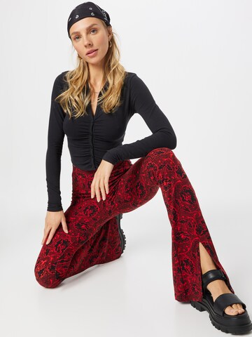 Colourful Rebel Flared Pants 'Darcy' in Red