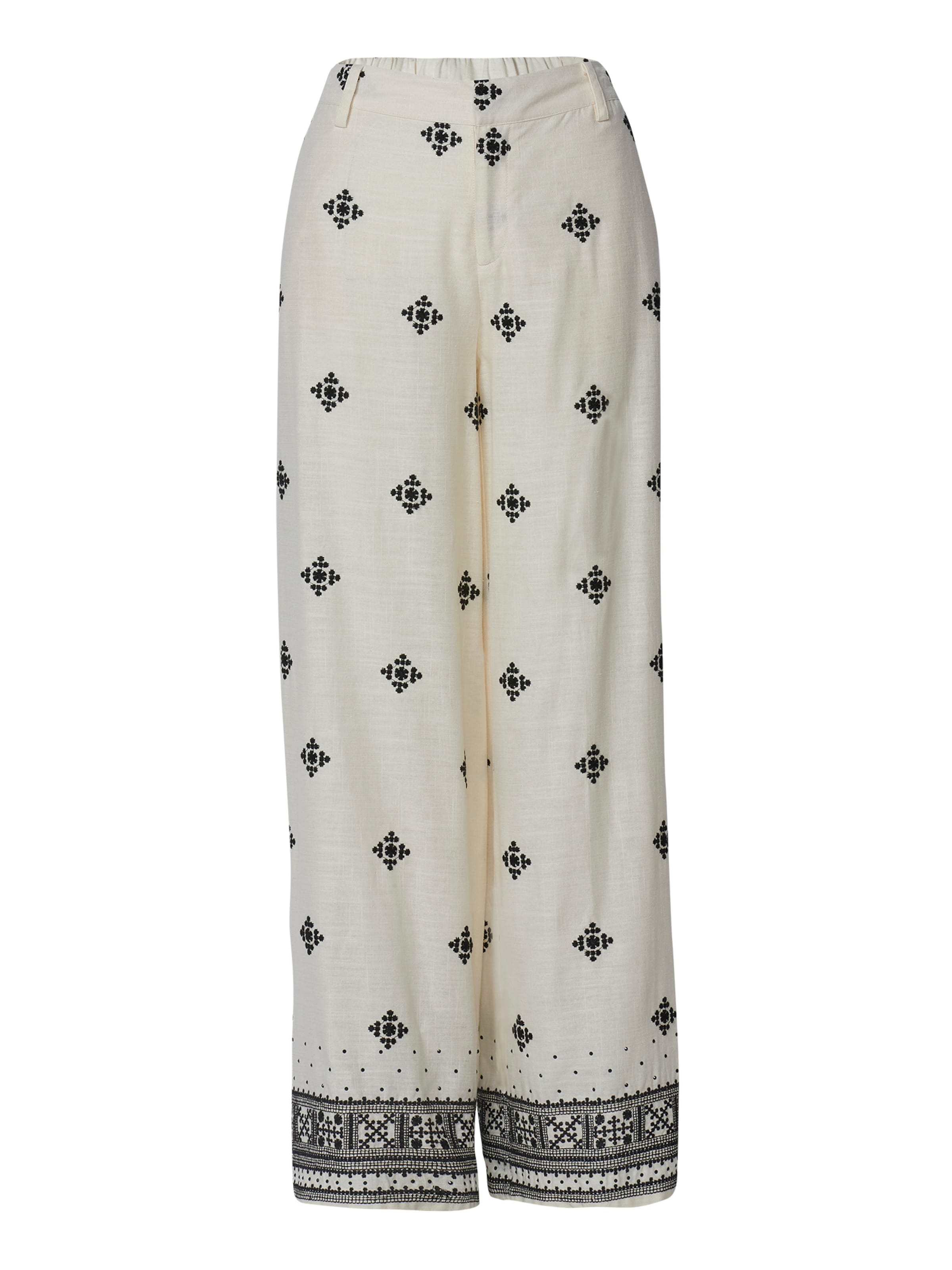 KOROSHI Široký strih Nohavice - Biela: predná strana