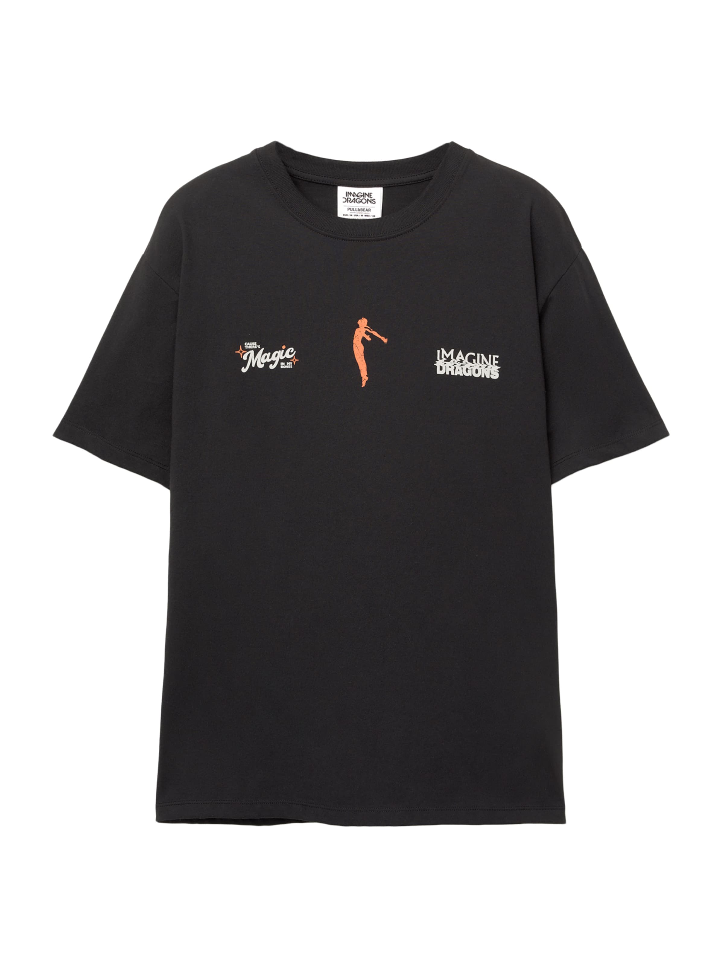 antracit / narancs / fehér Pull&Bear Póló 'IMAGINE DRAGONS', Termék nézet