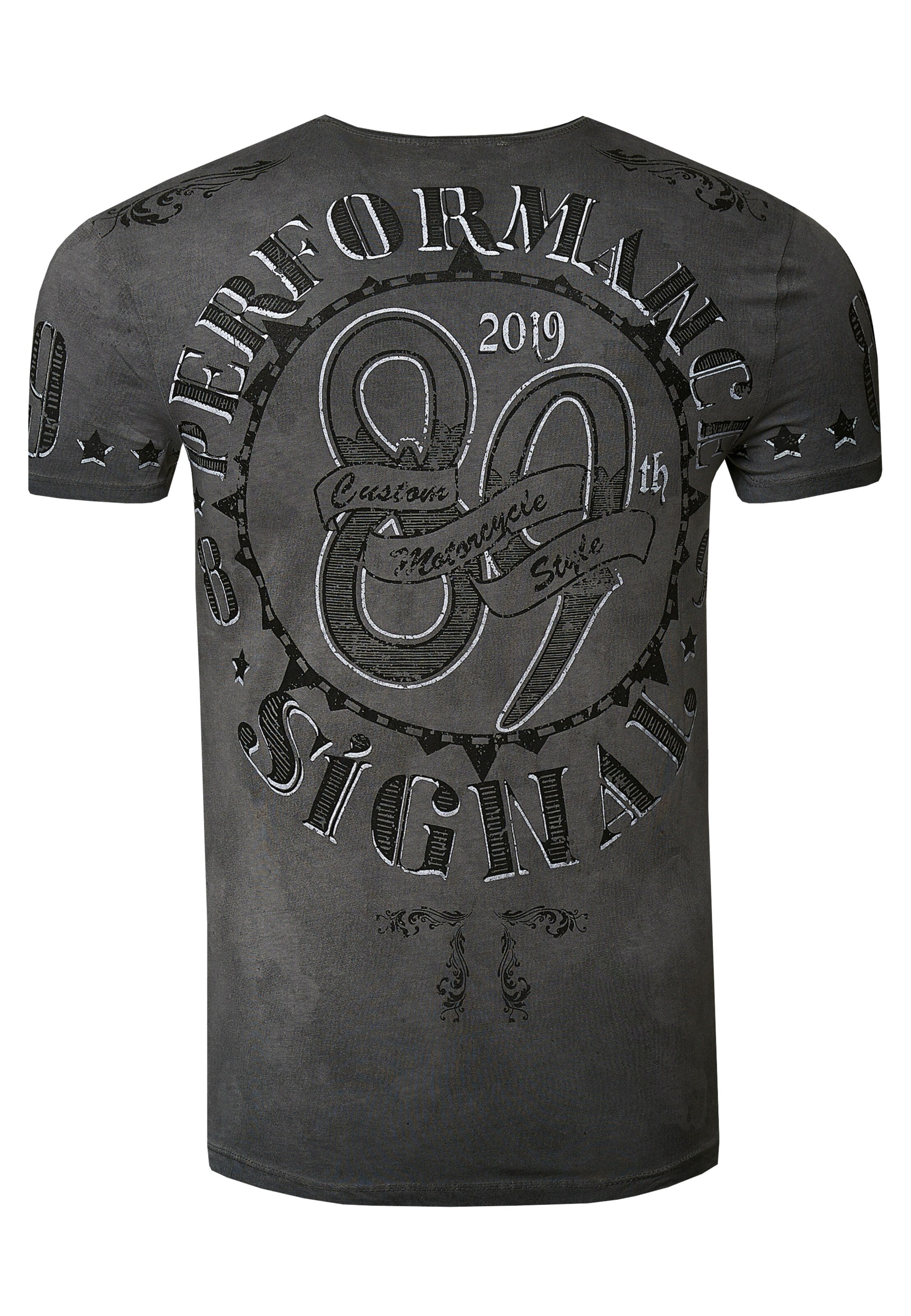 Rusty Neal T-Shirt Totenkopf in Grau: Vorderseite