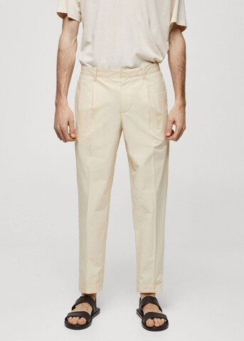 MANGO MAN Regular Pleated Pants 'Clay' in Yellow: front