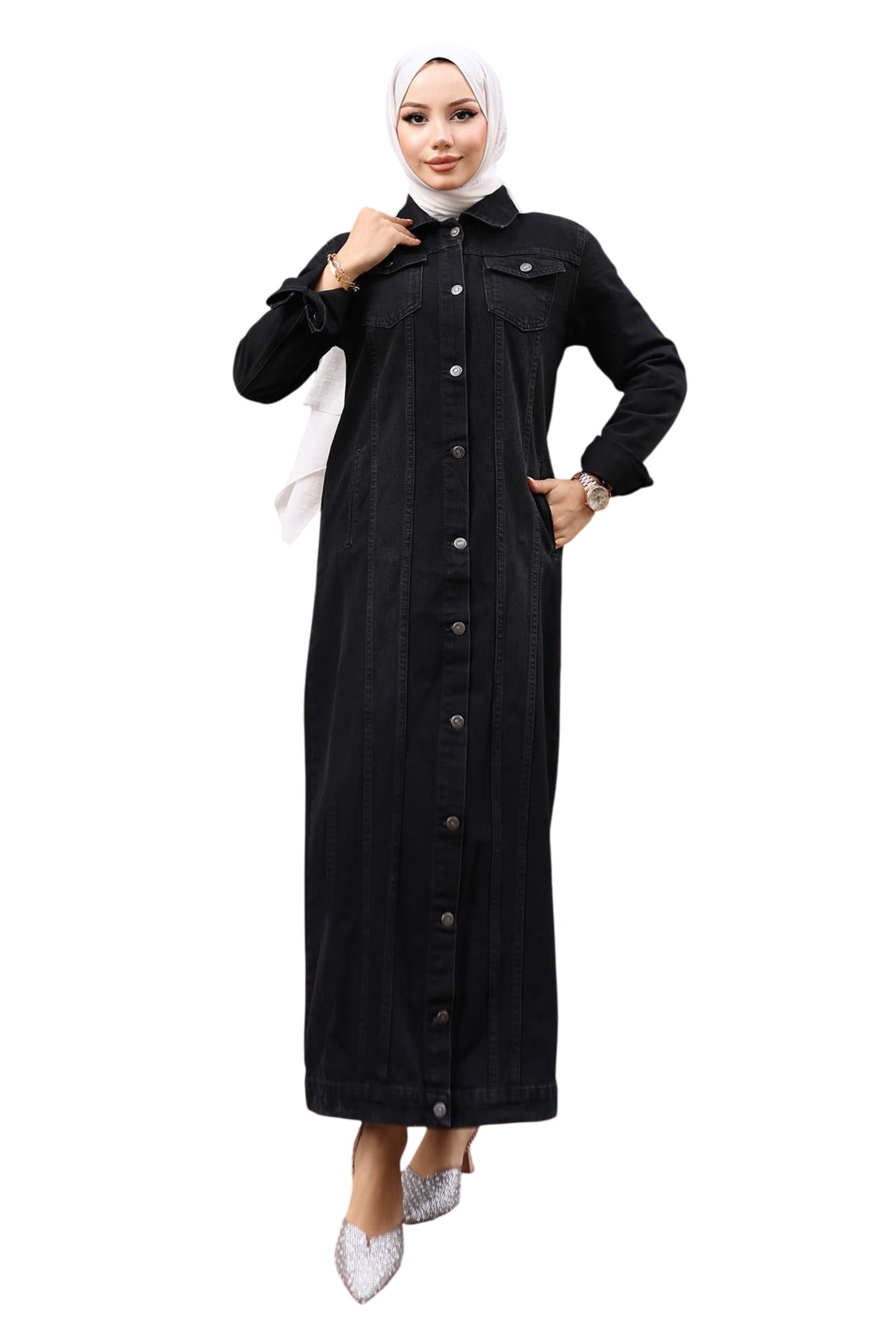 MODAMIHRAM Blousejurk 'Abaya' in Zwart: voorkant