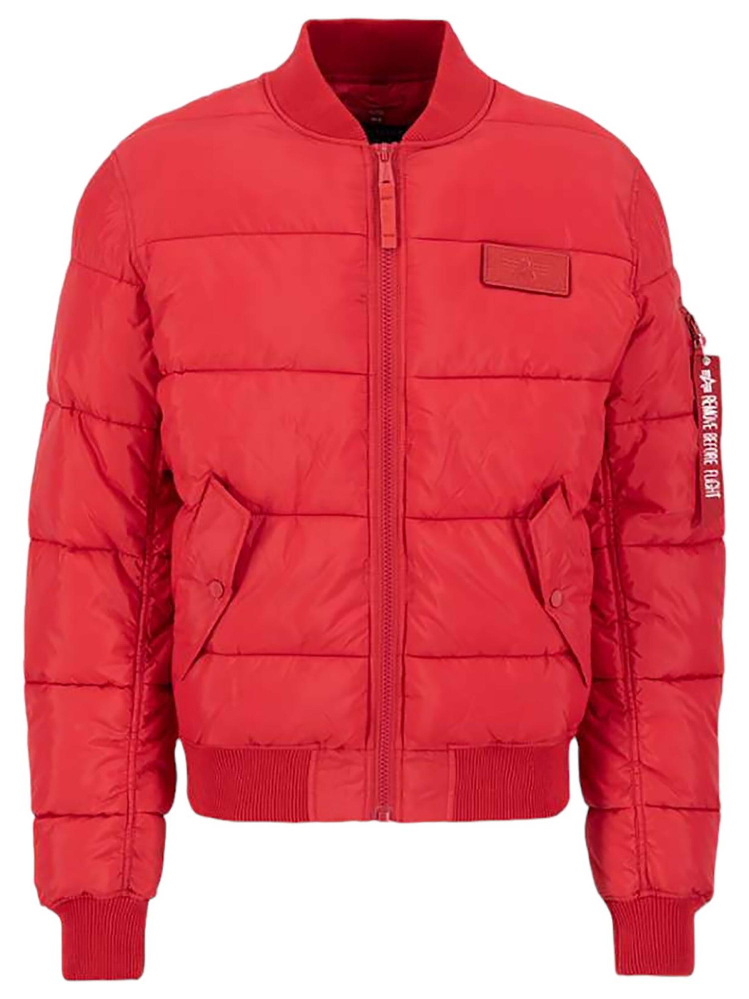 ALPHA INDUSTRIES Between-Season Jacket 'MA-1 Puffer' in Red: front