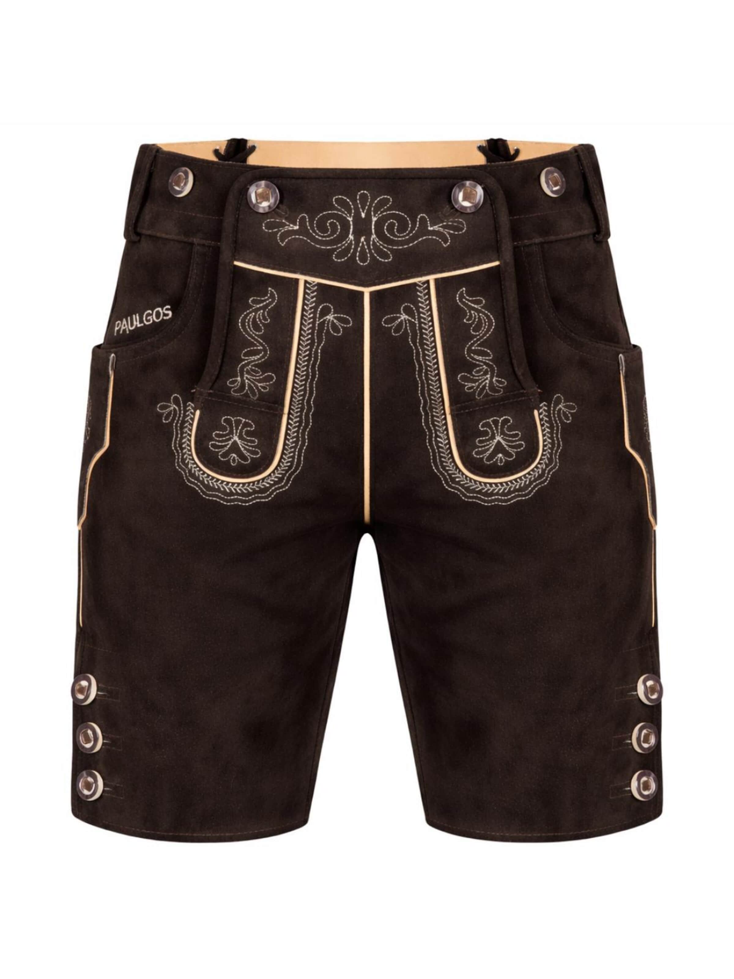Paulgos Regular Trachtenhose in Braun: Vorderseite