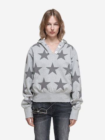 ENRAGE Sweatshirt 'RIPPED COLLAR HOODIE' i grå