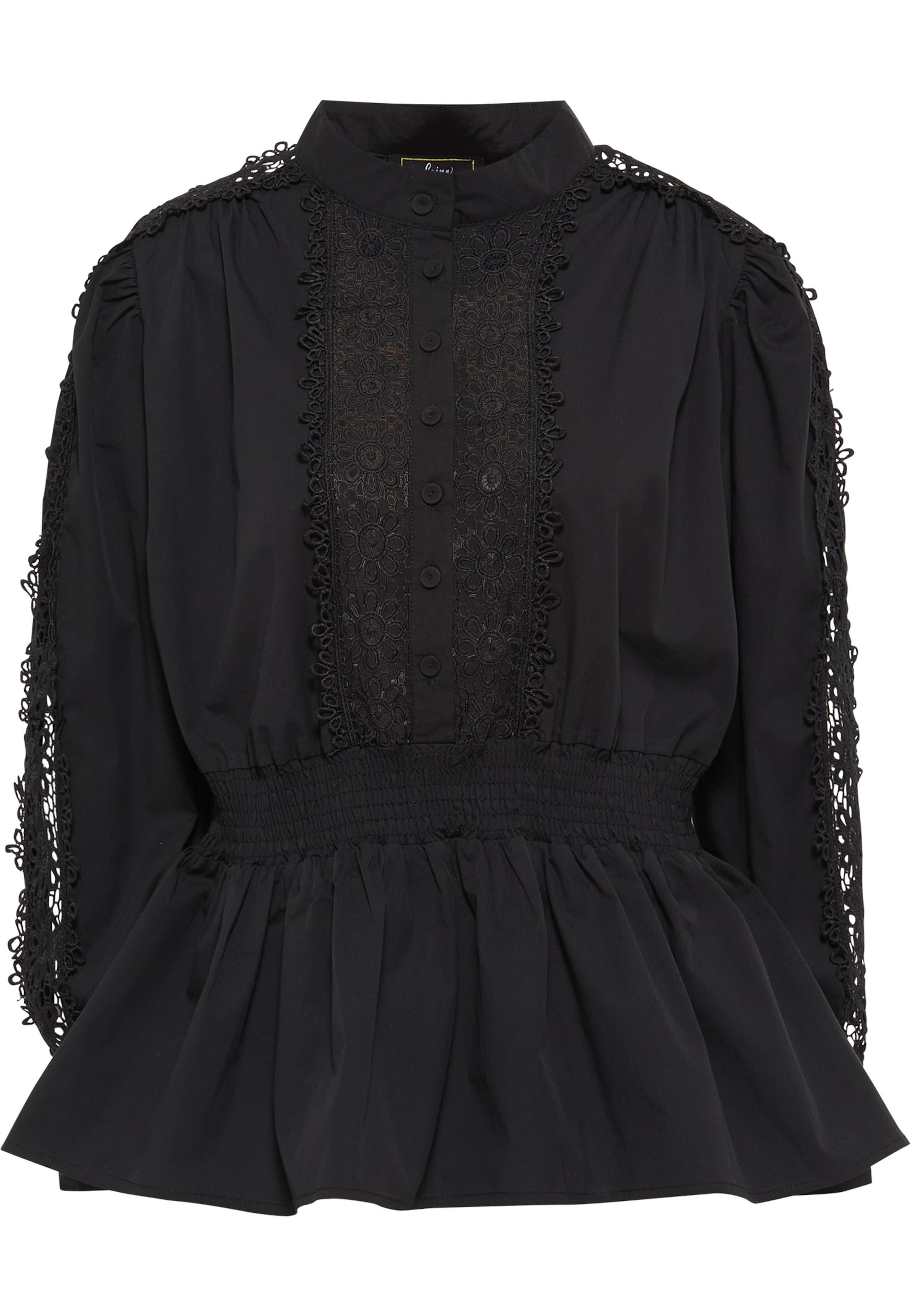 Camicia da donna di faina in nero: frontale