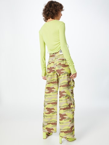 The Ragged Priest Wide leg Cargo Jeans in Green