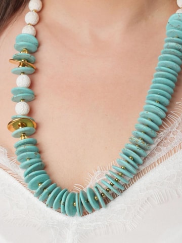 THE GEM STORIES JEWELRY Halsband 'Turquoise Rondelle and Lava Necklace' i blå