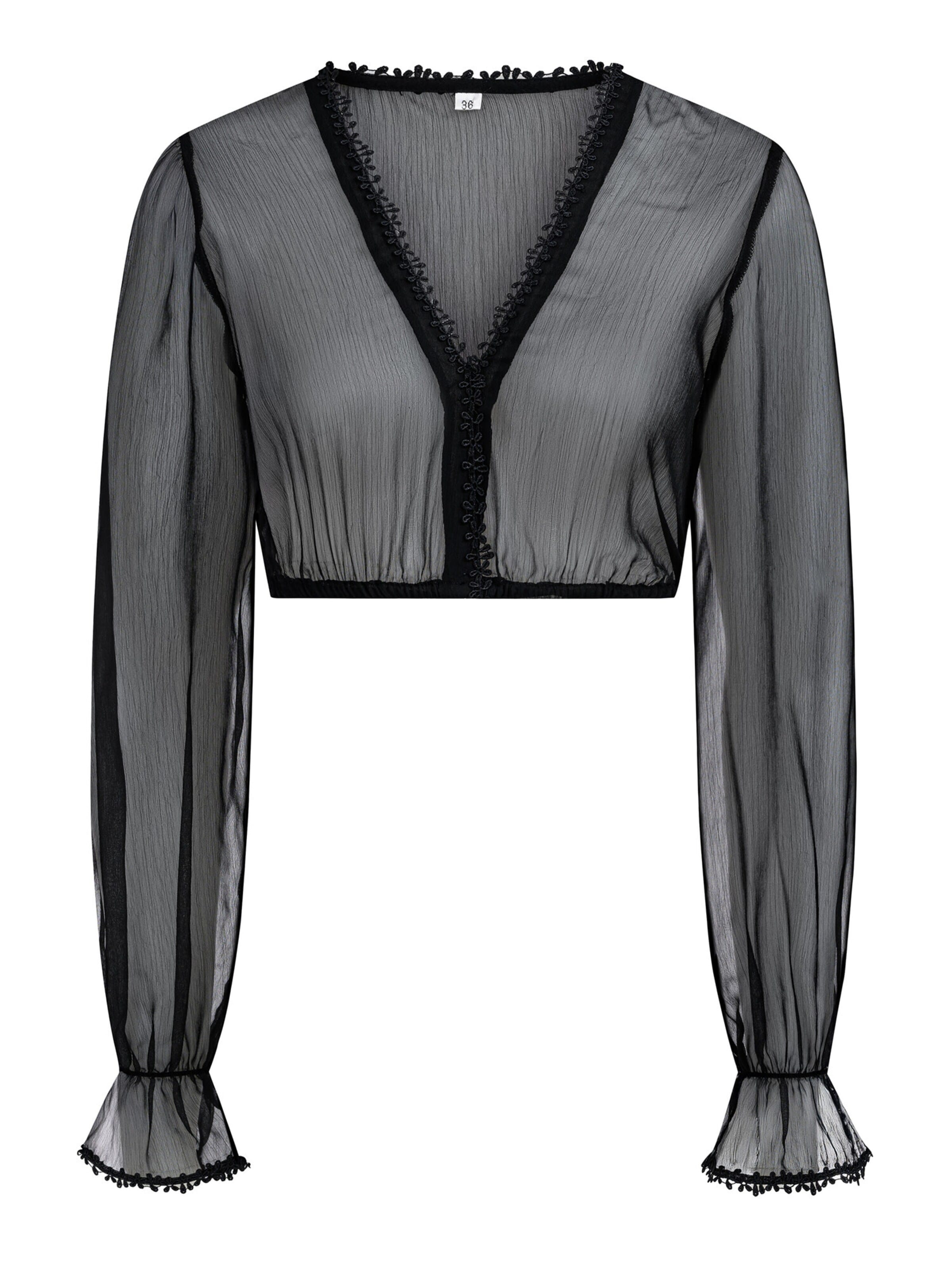 Trachtenhof Nübler Traditional Blouse 'Dirndlbluse Caro' in 32 in Black, Item view