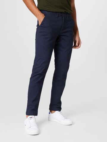 Coupe slim Pantalon chino 'Daniel' Kronstadt en bleu : devant